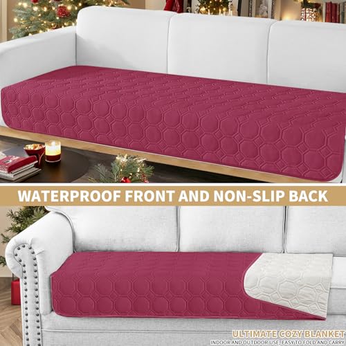 ZNSAYOTX Ultimate Cozy Blankets (30"x70") 100% Waterproof Sofa Mat Blanket for Dog Pets, Bed Couch Protector with Non-Slip Back Washable Durable, Pee Scratch Proof Easy to Clean (Wine Red) ZNSAYOTX
