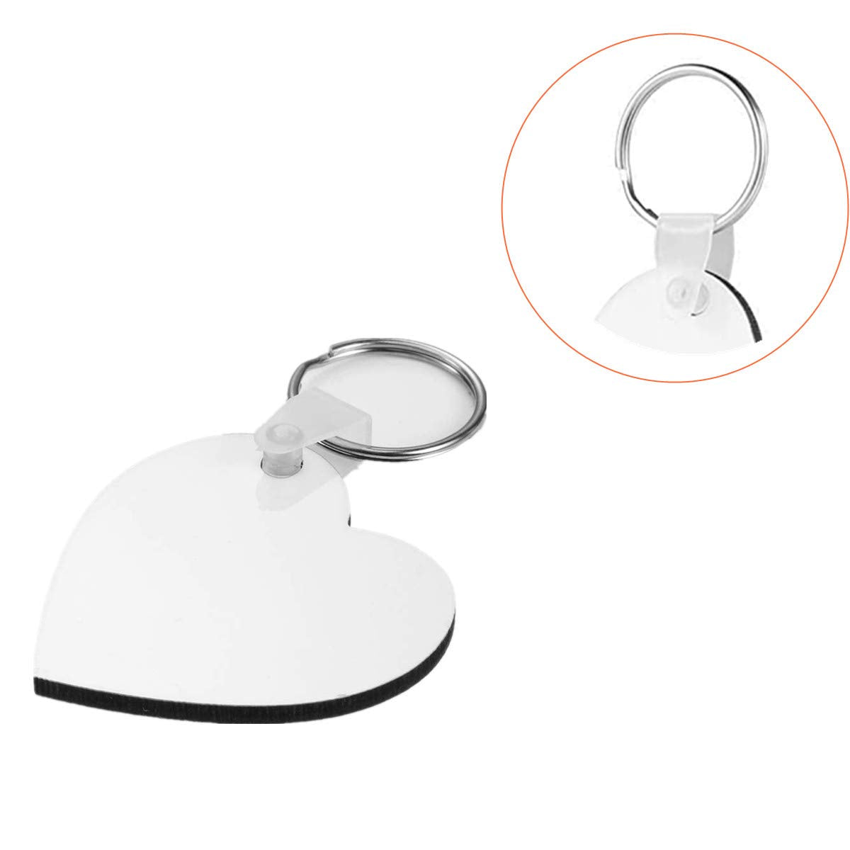 alblinsy hefei 10pcs DIY Sublimation Double-Sided Heat Transfer Keychain Blanks Wooden Hard Board Key Rings White Blank MDF Key Chain for Heat Press(Heart-shaped) alblinsy hefei