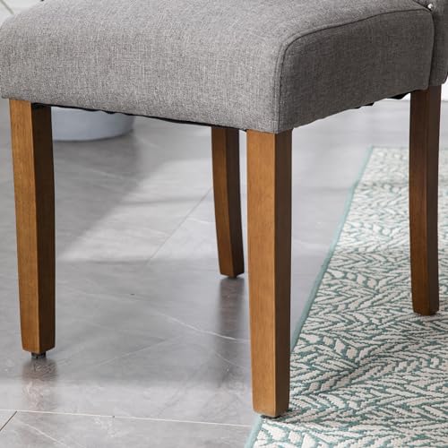 Snugway Stylish Upholstered Parsons Nailhead Trim and Sturdy Solid Wood Legs Dining Chairs, Set of 2, Smoky Grey Snugway