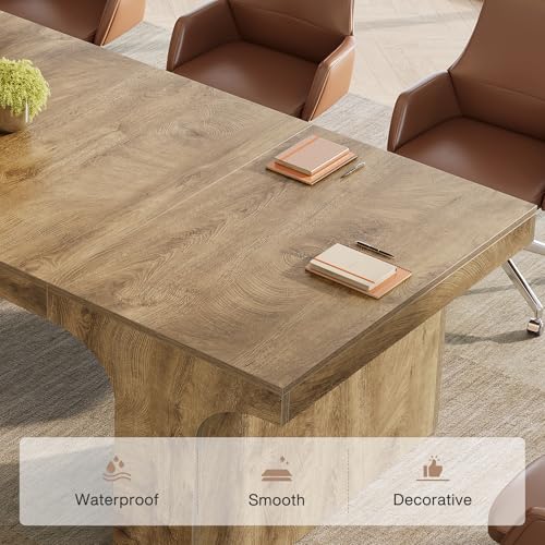 Tribesigns 70.87" W x 31.5" D Executive Conference Table for 6-8, Large Office Meeting Table, Simple Computer Writing Desk Workstation for Meeting Room, Boardroom, Wood Grain Tribesigns