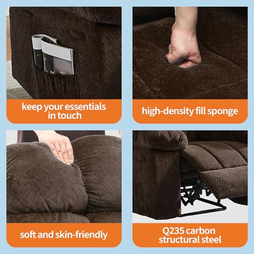 Garvee Manual Recliner Chair,Ergonomic Overstuffed Breathable Fabric Reclining Chair with Side Pockets,q235 Steel Frame Lazy Boy Recliner Single Sofa for Living Room Bedroom