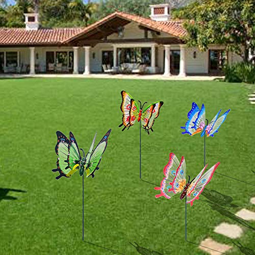 Giant Butterfly Garden Stakes Decorations Outdoor 3D Large Butterflies Lawn Decorative Yard Decor Patio Accessories Ornaments Gardening Art Christmas Whimsical Gifts (Pack of 4) FENELY