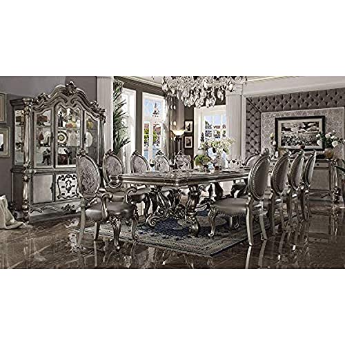 Acme Furniture Set of 2 Arm Chairs with Nailhead Trim, Silver/Antique Platinum Acme Furniture