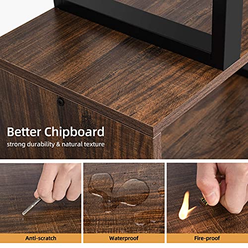 YITAHOME 5-Tier Bookshelf, S-Shaped Z-Shelf Bookshelves and Bookcase, Industrial Freestanding Multifunctional Decorative Storage Shelving for Living Room Home Office, Retro Brown YITAHOME