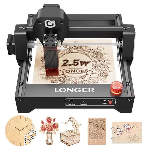 LONGER RAY5 Laser Engraver 2500mW High Precision 0.04 * 0.04mm Laser Cutter and Engraving Machine 130x130mm Working Area Mini Portable Laser Engraver for Wood Metal Acrylic Glass Longer