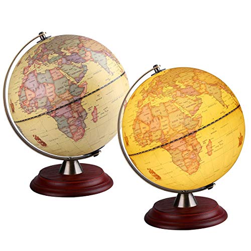 TTKTK Illuminated World Globe for Adults & Kids with Wooden Stand,Built in LED Lamp for Illuminated Night View Antique Globe for Home Décor and Office Desktop 8inch TTKTK