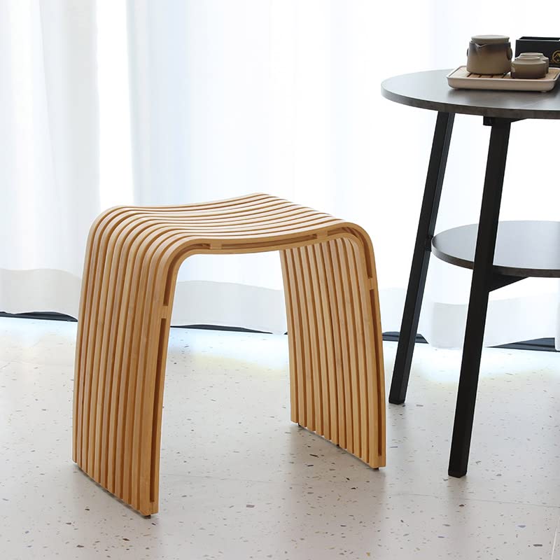 CWUINT Bamboo Dining Stool and Chair - Durable and Beautifully Designed for Dining Room, Living Room, Bedroom and Bathroom CWUINT