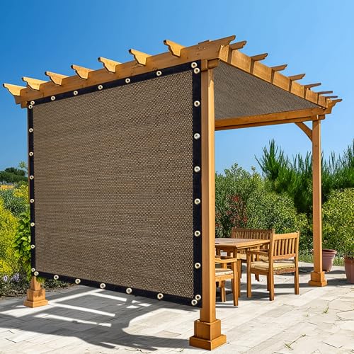 Amagenix 90% Shade Fabric 12'X 18' Mocha Sun Shade Cloth with Grommets GN101 for Pergola Replacement Shade Cover Canopy - Commercial Grade 185 GSM - Cable Zip Ties Included (We Customized) Amagenix