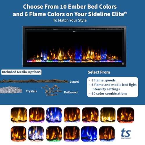 Touchstone Sideline Elite 60" Smart Alexa/WiFi Enabled Electric Fireplace with Surround Mantel - 1,500W Heater Touchstone