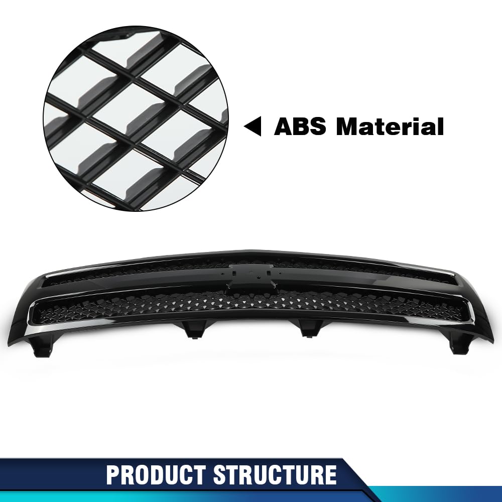 PIT66 Front Grille Grill Textured Black Compatible with Chevy Silverado 1500 LS LT LTZ WT 2007-2013 /Silverado 1500 Hybrid 2009-2013/ Silverado 1500 XFE 2010-2013 GM1200578 25810706 PIT66