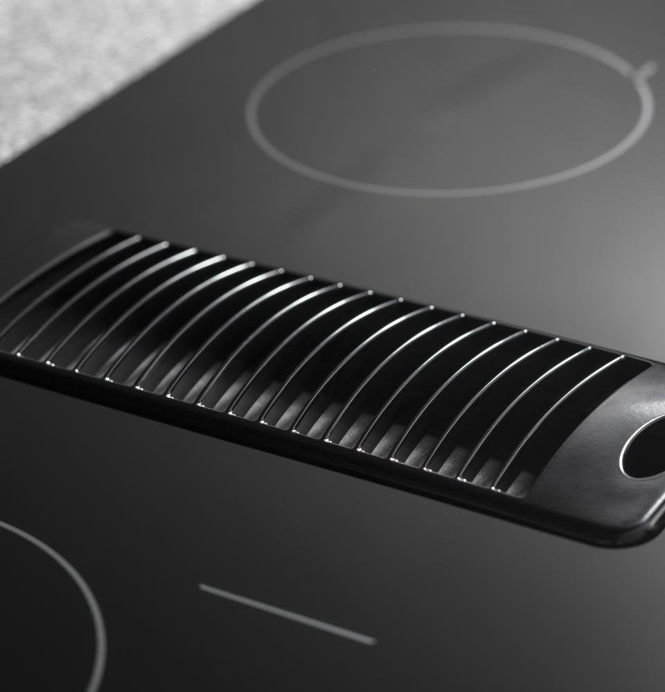 GE PP9830DJBB Profile Series Electric Cooktop with 4 Burners and 3-Speed Downdraft Exhaust System, 30", Black GE