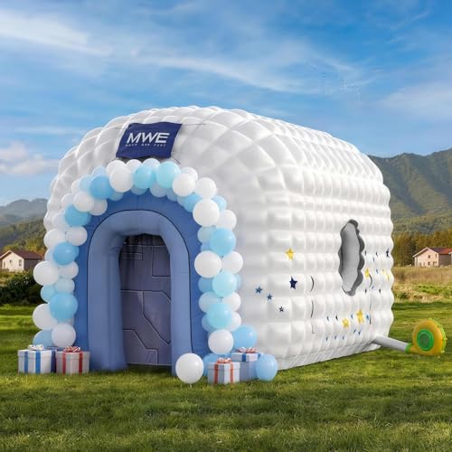 Inflatable Nightclub Party Tent 26.6X16.4X13.5Ft Blower-Inflated, Waterproof Interior Exterior Includes Pull-Rope Stakes Wind and Rain Resistant for Events and Parties JIYANG