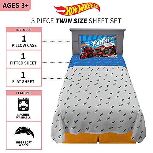Franco Kids Bedding Super Soft Sheet Set, 3 Piece Twin Size, Hot Wheels Franco