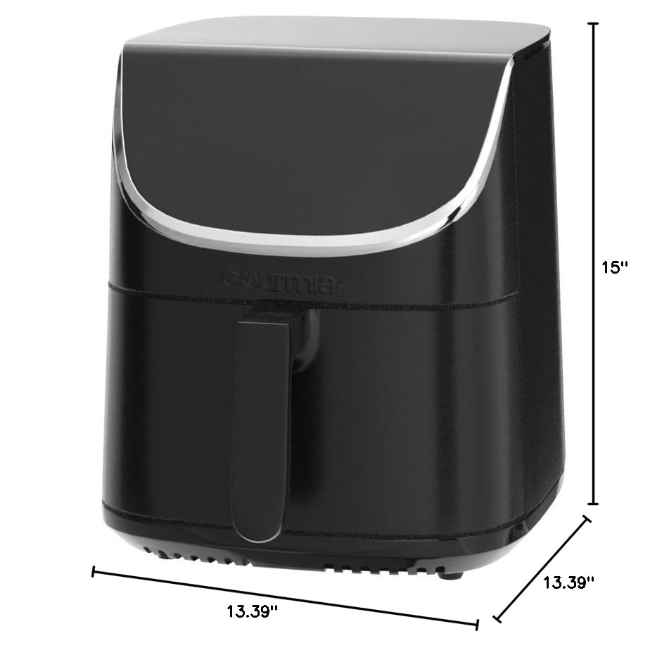Gourmia Air Fryer Oven Digital Display 7 Quart Large AirFryer Cooker 12 Touch Cooking Presets, XL Air Fryer Basket 1700w Power Multifunction GAF716 Black and Stainless Steel Accents FRY FORCE 360° Gourmia