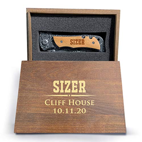 Krezy Case Last Name Pocket Holding Knife For Men, Personalized Knife For Men With Wooden Box, Folding Knife For Dad, Custom Laser Engraved Knife With Wooden Box Krezy Case