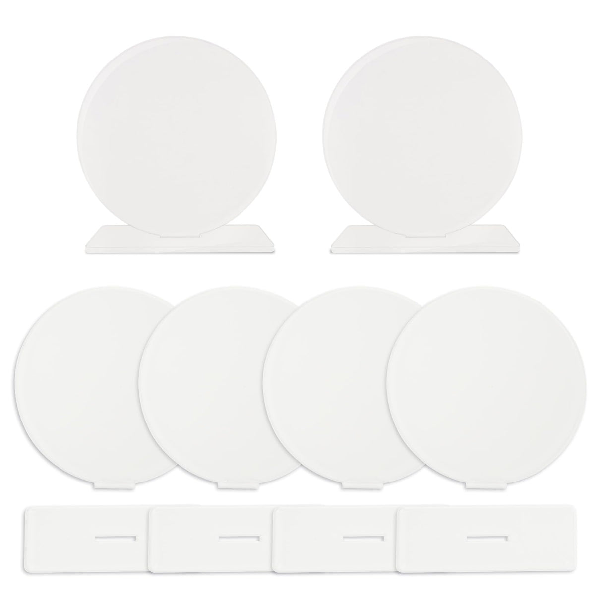 PYD Life 6 Pack Sublimation Acrylic Sign Plaque Display Blanks 5.9" Round with 5.1" x 1.8" Sublimation Acrylic Sheets Stand Thickness 1/6"(4mm) Custom Table Sign for Store Restaurant Party PYD Life