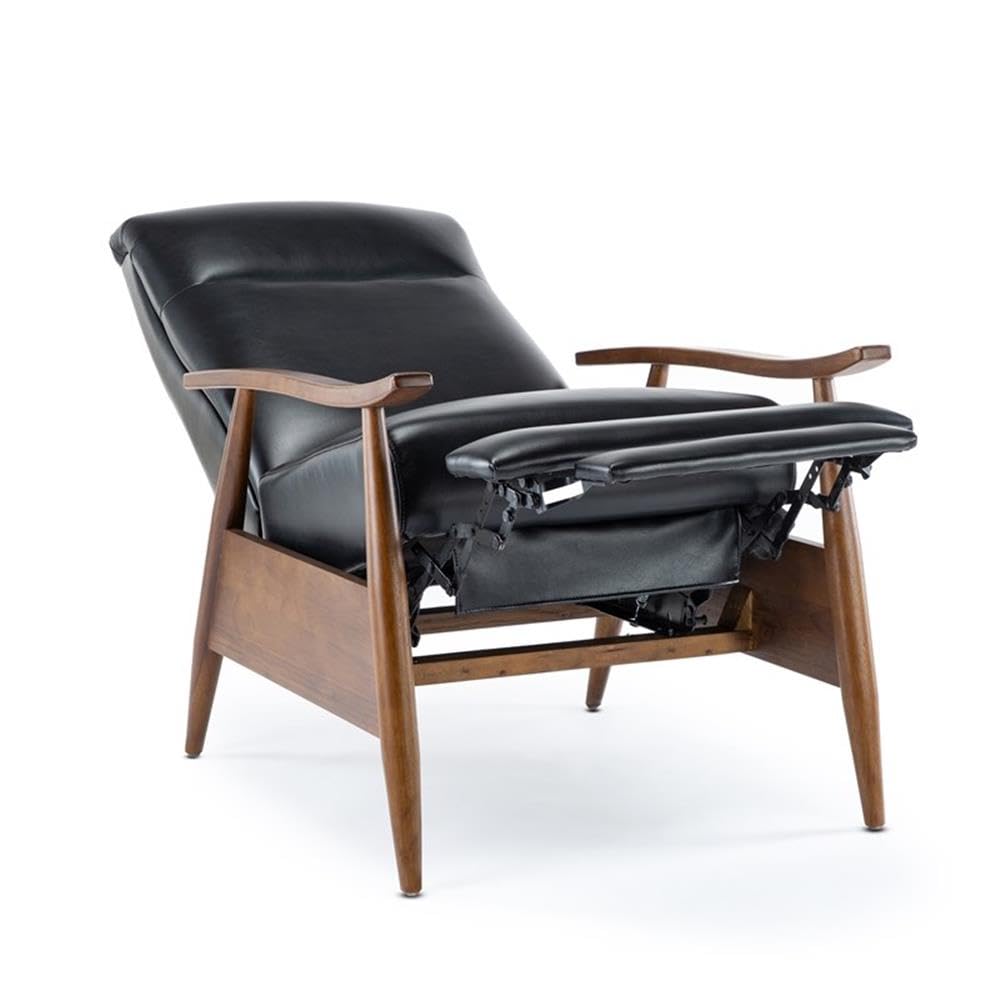 Comfort Pointe Solaris Black Faux Leather Wooden Arm Push Back Recliner Chair Comfort Pointe