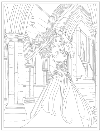 Creative Haven Gothic Fantasy Coloring Book; Skulls, Spiders, Graves, Bats, Cats, Ravens and Other Creepy Images to Color! (Adult Coloring Books: Fantasy) WoodArtSupply