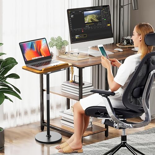2 in 1 Dual-use Laptop Floor Stand & Laptop Stand for Desk, Solid Wood Portable Small Standing Desk with Adjustable Height from 16.5" to 51", Tall Portable Table for Office, Home, Study, Entertainment NAMON