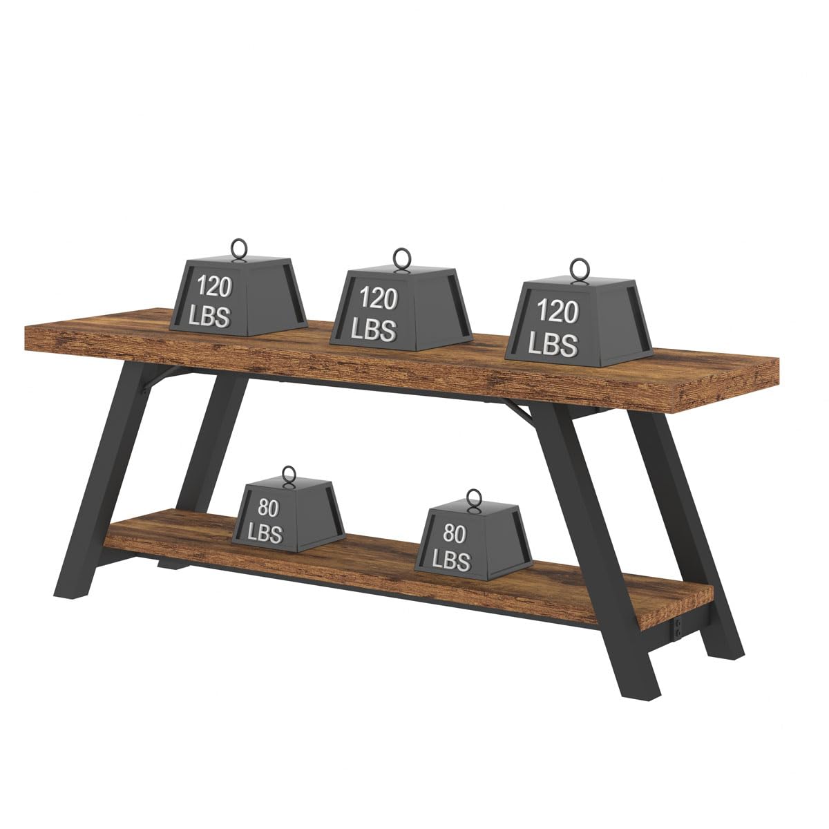 LVB Wood Bench, Industrial Storage Entryway Indoor Bench for Bedroom Hallway Living Room, Rustic Famhouse Wooden Metal Shoe Rack Accent Foyer Bench Seat for Entrance Sitting, Rustic Brown, 47 in Long LVB