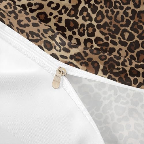 Erosebridal Leopard Print Comforter Cover King Cheetah Bedding Set Geometric Duvet Cover African Safari Animal Quilt Cover for Kid Boy Men Room Decorative Ultra Soft Breathable Erosebridal
