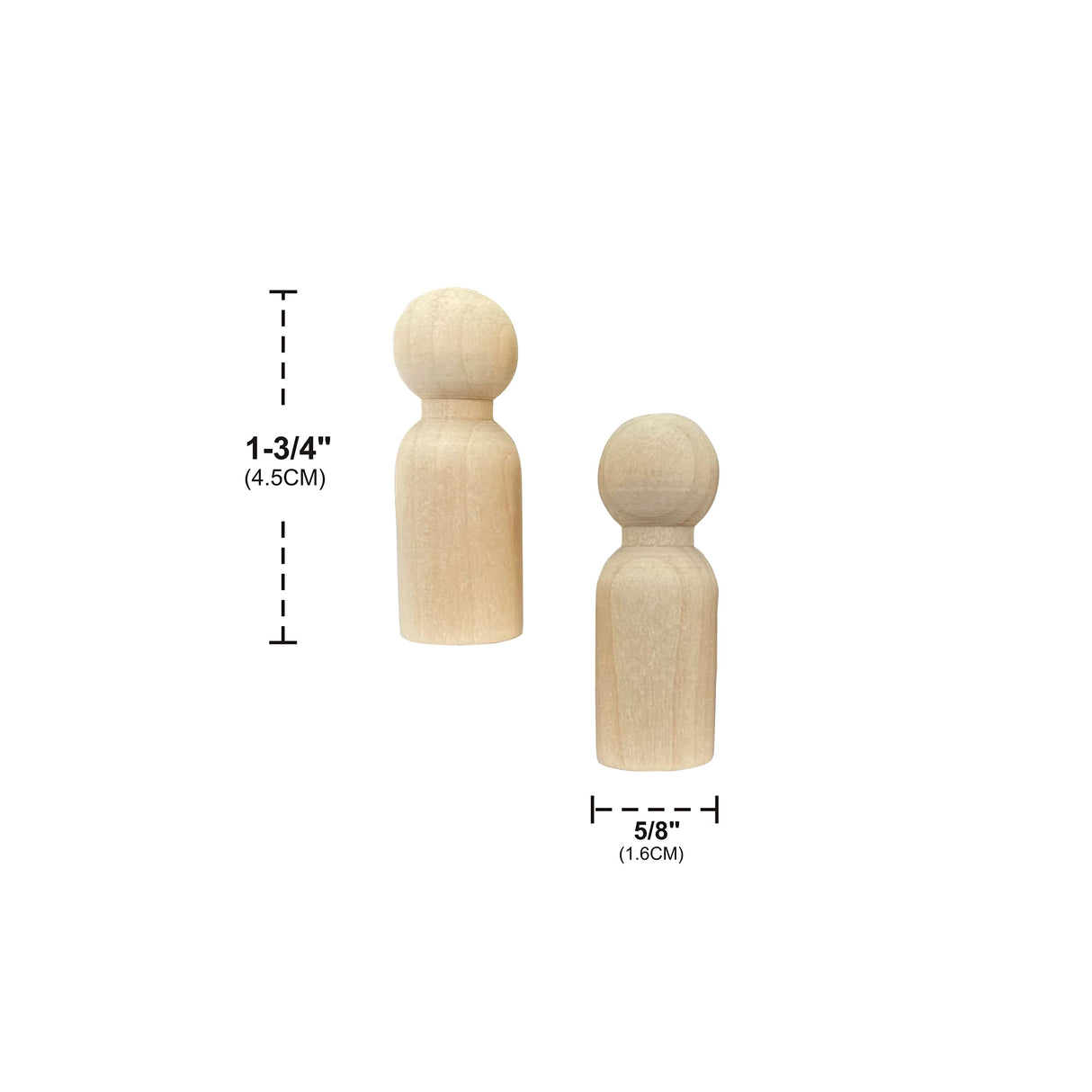 75 Pieces Wood Peg Dolls Unfinished Wooden People Craft Blank Family Figures 5/8 x 1-3/4 inch Cregugua