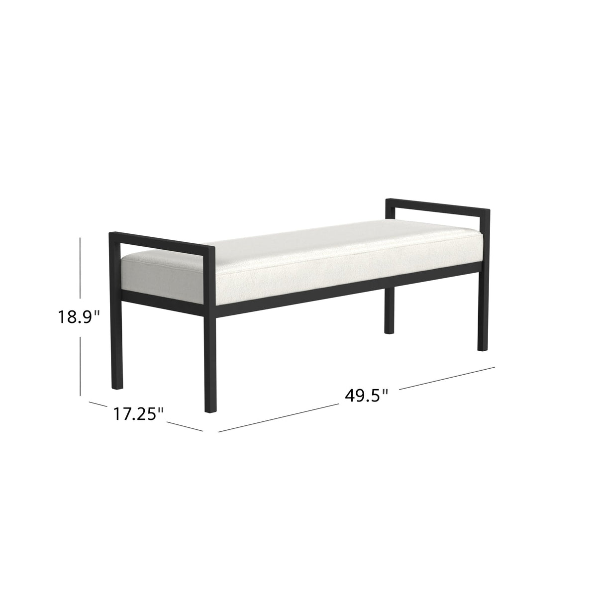 HomePop Modern Metal Bench|Bench for Living Room & Bedroom | Decorative Home Furniture - Cream Boucle HomePop