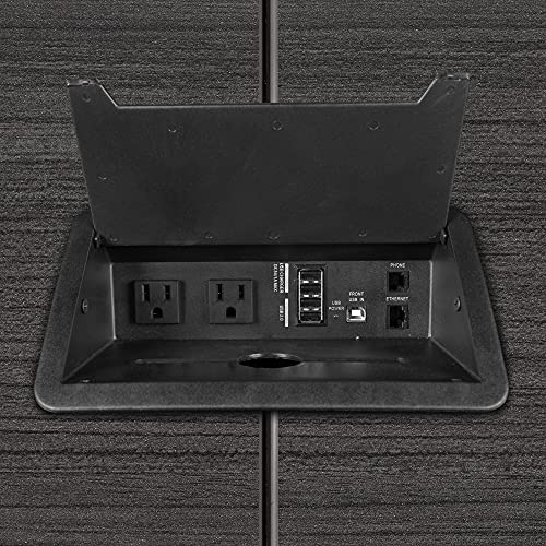 Regency Legacy 8 ft Racetrack Laminate Conference Table with a Charging Port, Durable Construction, Scratch-Resistant Surface, and Modern Design for Professional Office Workspaces - Ash Grey Regency