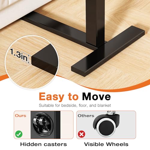 Sweetcrispy Small Standing Desk Rolling Table Adjustable Height, Laptop Mobile Stand with Wheels, Portable Computer Workstation with Tiltable Desktop for Teacher Classroom Home Office, Black Sweetcrispy