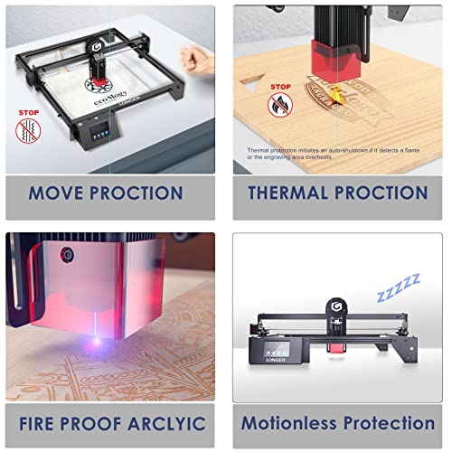 Longer RAY5 5000mW Laser Engraver is an economical Machine Suitable for Beginners, App Offline Control, DIY Engraver Tool for Metal/Glass/Wood, Engraving Area of 15.7"x15.7", Laser Class ii Longer