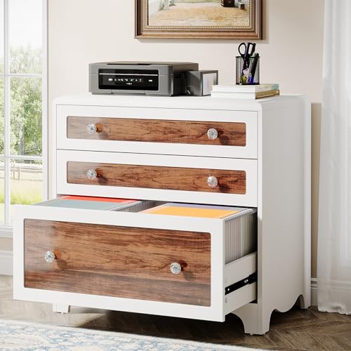 Tribesigns File Cabinet with 3 Drawers, Wood Lateral Filing Cabinet for A4/Letter/Legal Size, Office Storage Cabinet Printer Stand for Home Office Tribesigns