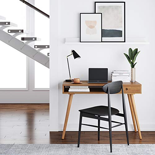 Nathan James Parker Modern Home Office Writing, Computer or Laptop Desk with Open Storage Cubby and Small Drawer, Walnut Nathan James