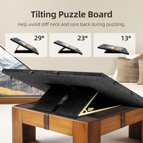 Becko US 2000 Piece Foldable & Tilting Puzzle Board with 8 Drawers & Cover, Lightweight & Portable Puzzle Table with Built-in Stands for Angle Adjustments, for 2000 1500 1000 Pieces Jigsaw Puzzles Becko US
