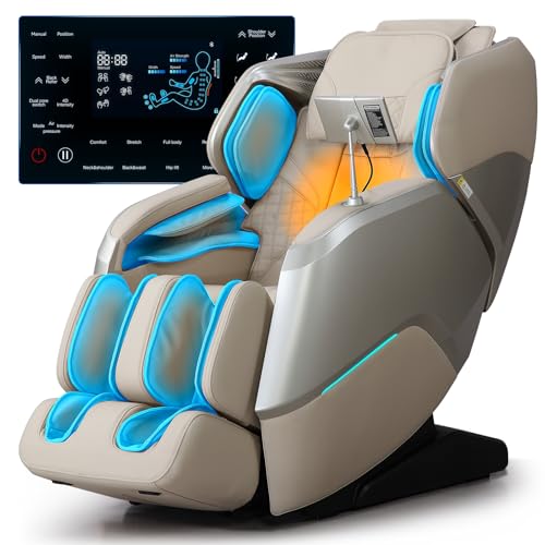 4D+3D Dual Mechanism Massage Chair Full Body, Zero Gravity Massage Chair Recliner with Segmented Dual SL Track, AI Fatigue Health Detection, 160° Flat Stretch, 8" HD Touchscreen & Voice Control,Brown
