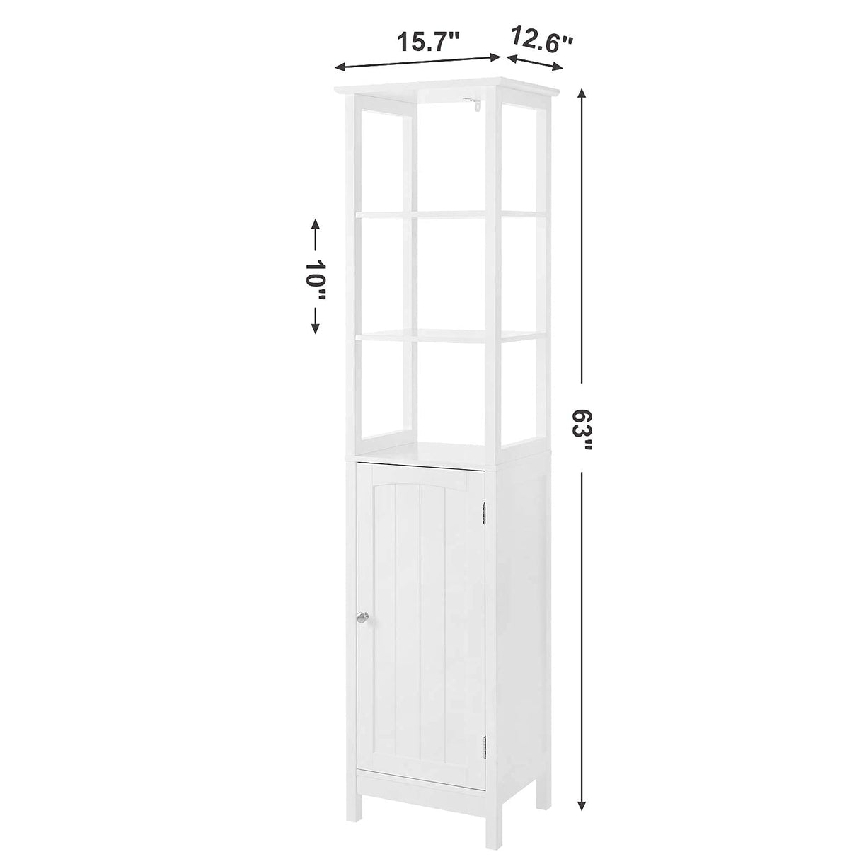 VASAGLE Storage Cabinet, Slim Linen Tower with Drawer and Door, for Living Room, Bathroom, Bedroom, 15.7 x 12.6 x 63 Inches, White UBBC63WT VASAGLE