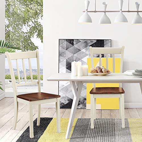 Giantex Wood Dining Chairs Set of 2, Armless Kitchen Chairs w/Solid Rubber Wood Frame, Easy to Assemble Dining Side Chair, Farmhouse Dining Room Chairs Giantex