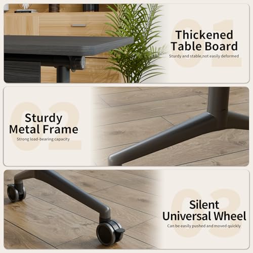 ZanyCajole Conference Room Table Folding Conference Tables, Modern Mobile Foldable Training Tables, Modular Rectangular Seminar Meeting Table with Silent Wheels for Office (4, Grey3, 61) ZanyCajole