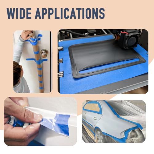KIWIHUB Wide Blue Painters Tape, 3in x 55Y, Blue Masking Tape for Painting, Laser Cutting/Engraving & 3D Printing, 21-Day Clean Removal KIWIHUB