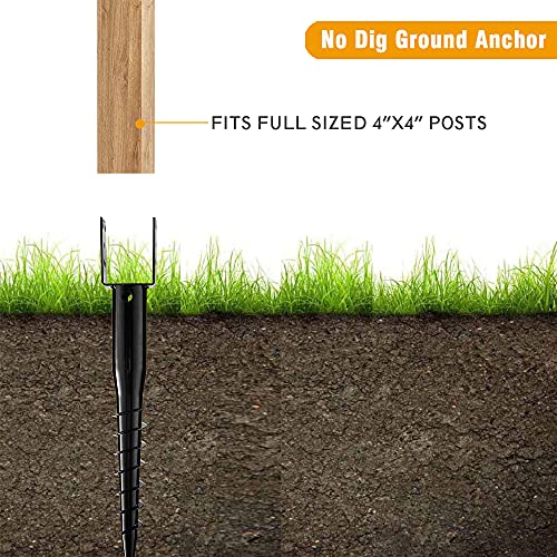 kdgarden Premium No Dig Ground Anchor Black U-Model Screw in Post Stake 27" Long Anchor Fits Full Sized 4"x4" Posts, Great for Mailbox Posts and Fence Posts Kdgarden