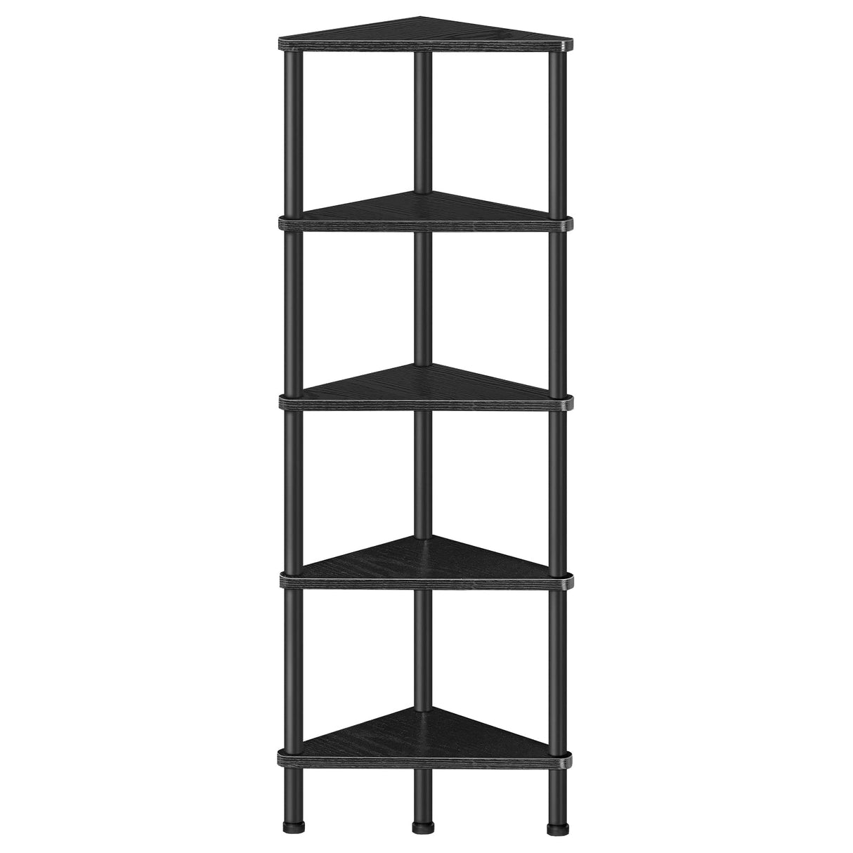 HOOBRO Corner Shelf Stand, Industrial 5-Tier Wall Corner Bookshelf with Metal Frame, Plant Corner Display Shelf, Corner Bookcase for Small Spaces, Bedroom, Living Room, Black BK33CJ01 HOOBRO