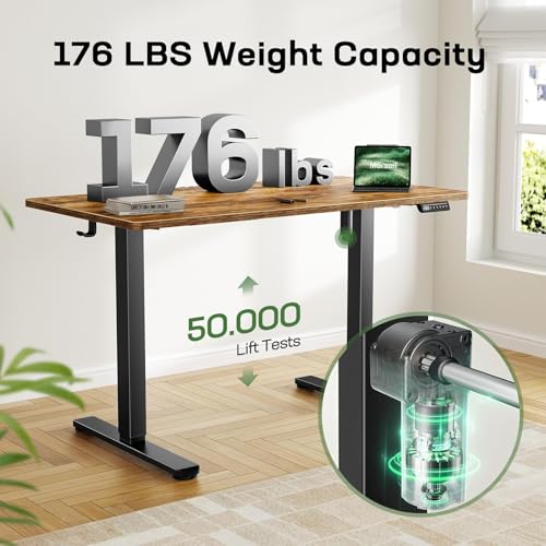 Electric Standing Desk with One-Piece Desktop,48 x 30 inch Height Adjustable Office Gaming Computer Desk with Tabletop, Home Office Stand up Desk with 4 Memory Presets, Table for Bedroom(2 Packages) Marsail