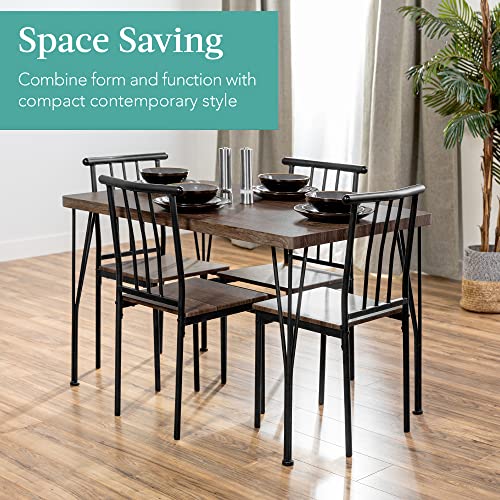 Best Choice Products 5-Piece Metal and Wood Indoor Modern Rectangular Dining Table Furniture Set for Kitchen, Dining Room, Dinette, Breakfast Nook w/ 4 Chairs - Drift Brown Best Choice Products