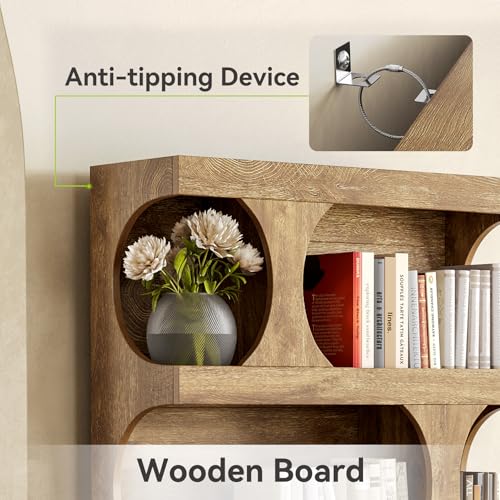 LITTLE TREE 4-Tier Large Bookshelf, 70.8-Inch Tall Bookcase with Storage Shelves, All Wooden Modern Display Rack, Big Open Book Shelf for Living Room, Bedroom, Office, Oak LITTLE TREE