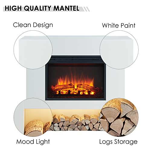 LegendFlame® Georgia Electric Fireplace with 37" Mantel Surround and Jaden 23" Insert, Cream White Finish Legend Flame