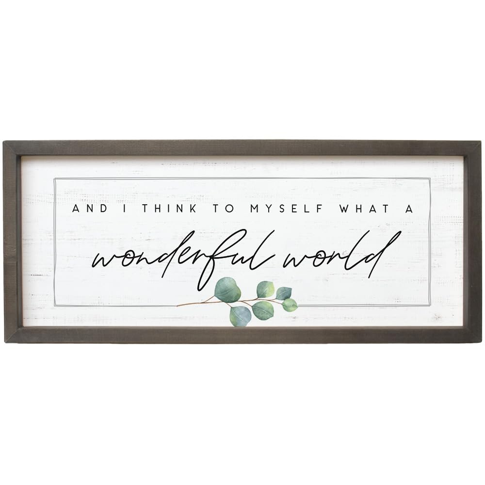 Simply Said, INC Farmhouse Frames What a Wonderful World Wooden Sign, Rustic Framed Wall Art, Inspirational Farmhouse Home Decor, 10 x 24 Inch Simply Said, INC