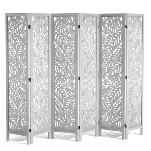 VEVOR Wood Room Divider, 6 Panel Wood Folding Privacy Screen, 66.9 Inches Tall Indoor Carved Partition Divider, Portable Decoration Screen, for Room Separation, Home, Office, Restaurant & Bedroom VEVOR