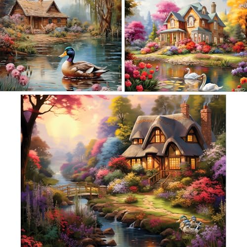 Bits and Pieces - Value Set of Three (3) - 300 Piece Jigsaw Puzzles for Adults - Large Piece 300 pc Colorful Nature Jigsaws Bundle by Stewart - Each Jigsaw Measures 18” x 24” Bits and Pieces
