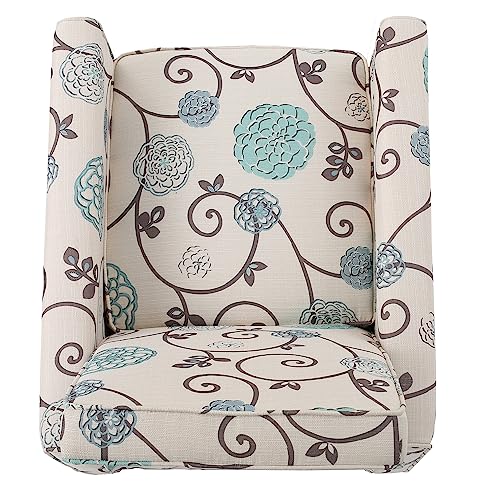 Christopher Knight Home Dufour White and Blue Floral Fabric Recliner 26.75D x 34W x 36.25H in Christopher Knight Home