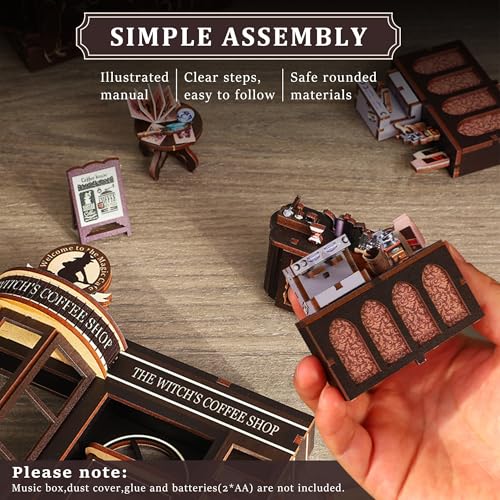 SUNNINO Book Nook Kit - DIY Miniature Doll House Kit Doll House 3D Wooden Puzzles with LED Lights, Book Nook Kits for Adults and Teens Best Gifts for Family Friends