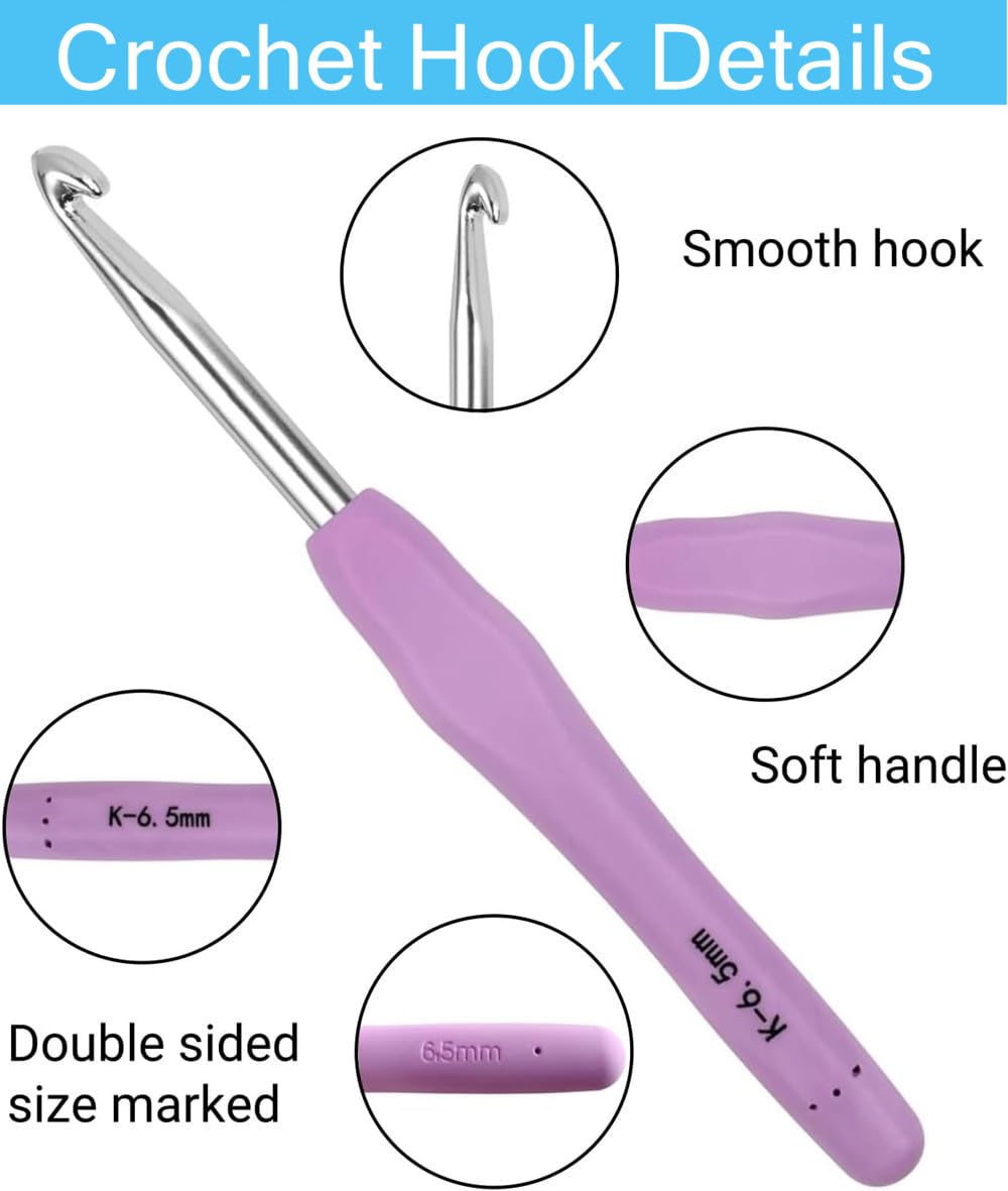 Crochet Hook Set,14 Sizes Crochet Hooks for Arthritic Hands,Crochet Hooks Ergonomic Soft Grip with Case,Crochet Needles(Size B-Size N) ZICALSO